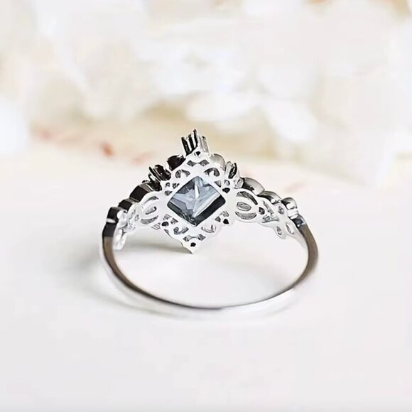 NEW 925 Sterling Silver Mystic Topaz Diamond Ring Princess Cut Ring - Picture 4 of 4